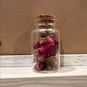 Mini Glass Jar with Dried Red Roses